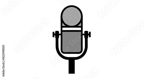 Classic microphone illustration evoking vintage broadcast and recording studio aesthetics emphasizing a retro feel and timeless design element