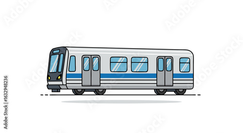 Sleek Urban Transit: A Modern Subway Car Illustration Showcasing Streamlined Design and City Mobility