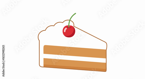 A slice of charming cake with a cherry: Illustration of a delightful sweet treat