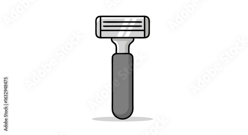 Minimalist Razor Illustration: A Clean Shave Concept Depicted in Gray and White Tones for Personal Care Product Advertising