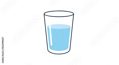 Illustration of a Glass of Water on a White Background Promoting Hydration and Healthy Lifestyle choices with a modern graphic style