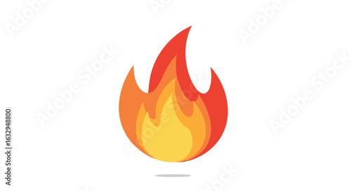 Stylized Fire Icon Illustration Depicting Heat and Energy on Clean White Canvas