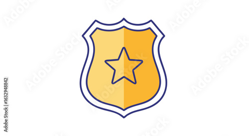 Symbolic representation of law enforcement, justice, and security badge with star insignia on a clean white backdrop portraying professionalism and