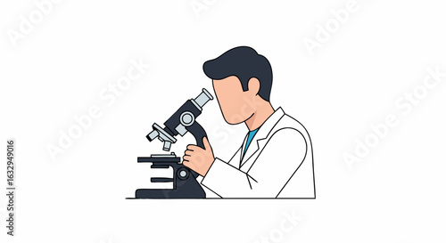 Scientist observing through a microscope, illustrating the realm of scientific exploration and medical advancement for diagnosis and investigation