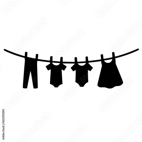 Silhouette of clothesline