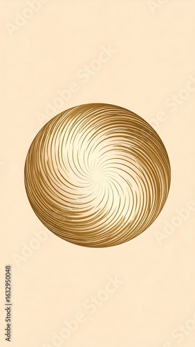 Beige background, golden sphere