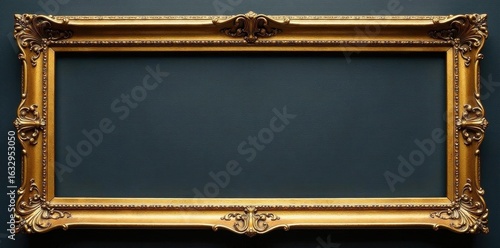 Long, thin, antique gold frame cutout; perfect for design projects , retro, illustration