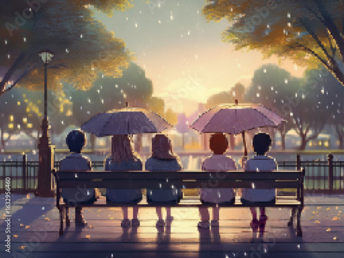 雨の降る風景