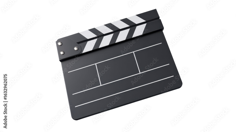 Fototapeta premium Clapperboard for movie and film production on a transparent background, a PNG image ready for creative projects, a PNG file for professional video and cinema