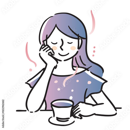 お茶を飲む女性