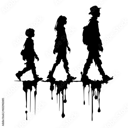 Silhouette of three brothers