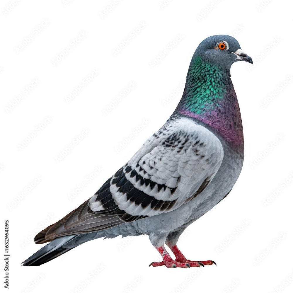 Naklejka premium A detailed portrait of a rock dove pigeon isolated on transparent background