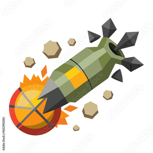 Broken Nuclear Missile Symbol – Anti-Nuclear Test Concept Vector
