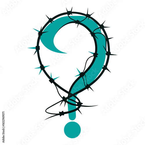 Barbed Wire Question Mark Vector – Symbol of Mystery and Enforced Disappearance