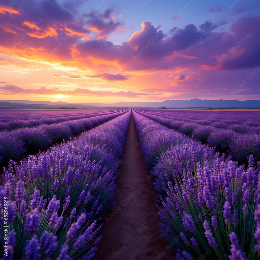 Obraz premium lavender field at sunset