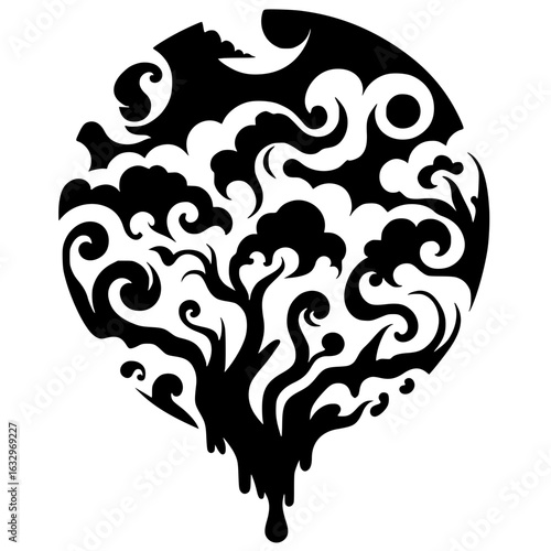 Silhouette illustration of hallucination