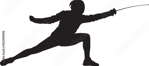 Silhouette of a fencer in a lunge a dynamic and classic pose in the sport