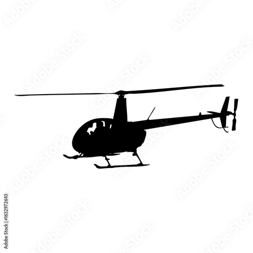 Silhouette Helicopter in Flight: A bold silhouette of a helicopter takes center stage, showcasing its sleek form. The image accentuates the craft's mechanical prowess.