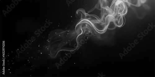 Abstract flowing smoke pattern on black background
