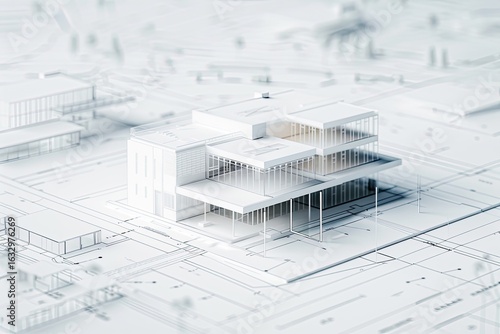 High Definition View of Architecture Concept with Building Plan