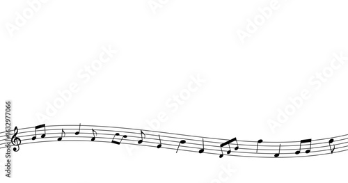 Elegant Black and White Music Background with Flowing Staff Lines and Notes
