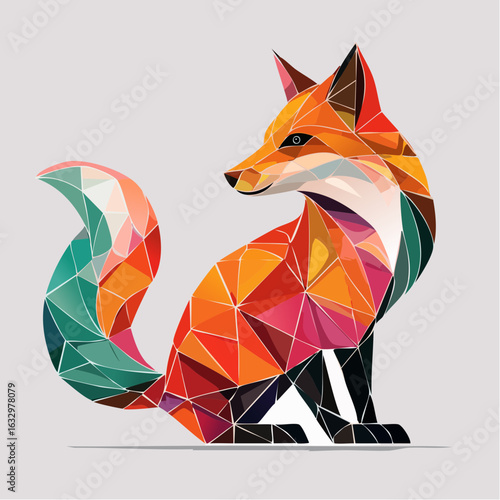 Polygonal Geometric Fox Illustration