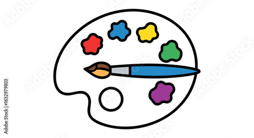 Illustration of an artist's palette and brush symbolizing creativity and imagination in the world of art and design