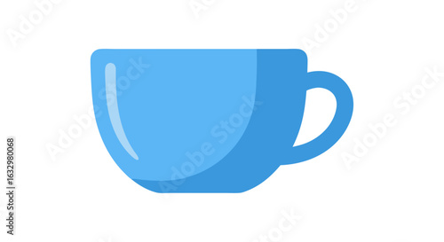 A digitally rendered simplistic representation of a blue cup set against a stark white canvas perfect for designs 99