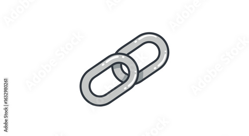 Stylized Metallic Chain Link Illustration Depicting Connection or Security Featuring Bold Outlines and Clean Design Aesthetic