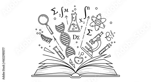 Open book unleashing science and learning with chemistry, physics, and mathematics.