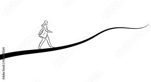 Line Art Woman Walking: Concept of Journey, Direction and Ambition