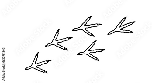 Bird tracks in snow: Minimalist illustration of avian footprints