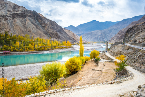 Beautiful Shigar valley, Skardu valley, known for its confluence of the Shigar and Indus rivers in the Gilgit-Baltistan region of Pakistan