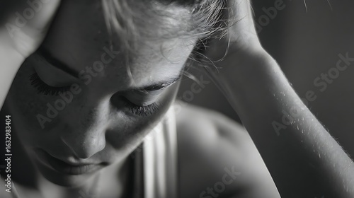 Woman in Thought, Black and White