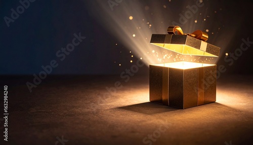 蓋の開いたプレゼントボックス　生成AIイラスト