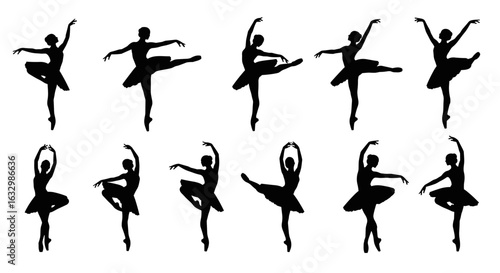 Ballet dancer silhouette collection showcasing elegant dance poses and movement