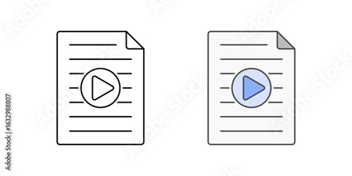 Lesson teaser preview icon with play button and document snippet, perfect for video intros, microlearning platforms, and course previews.
