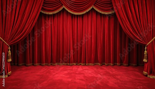 Red velvet theater curtains