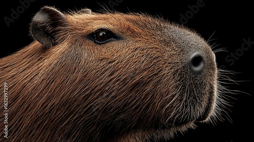 Wallpaper Mural Capybara portrait showcasing its snout and fur texture against a black backdrop Torontodigital.ca