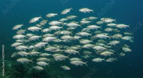 School of fish in ocean depths
