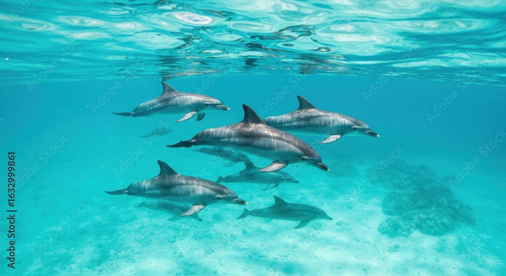 Fototapeta premium Dolphins in turquoise water