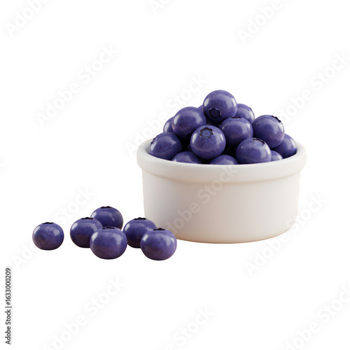 Fresh blueberries in bowl isolated on black background healthy food photography shot