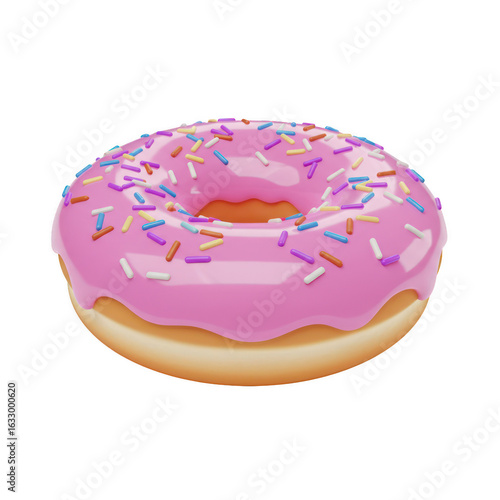 Delicious pink frosted donut with sprinkles food dessert bakery pastry sweet treat