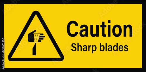 Warning Sharp Blades Label Symbol. Caution Sharp Blades