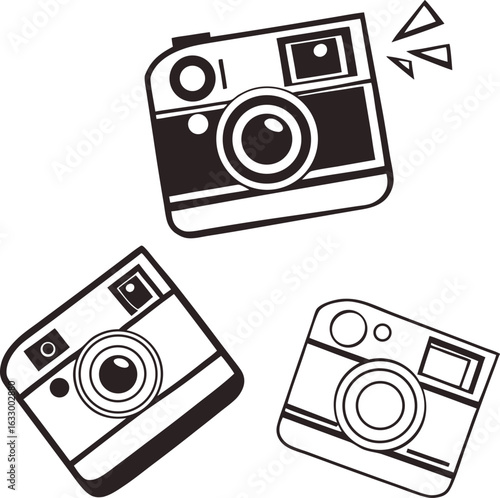Vintage cameras collection graphic design photography retro style vector illustration EPS file download