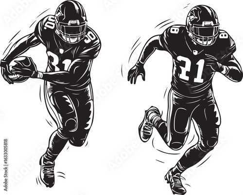 Dynamic football players in action, ready to win