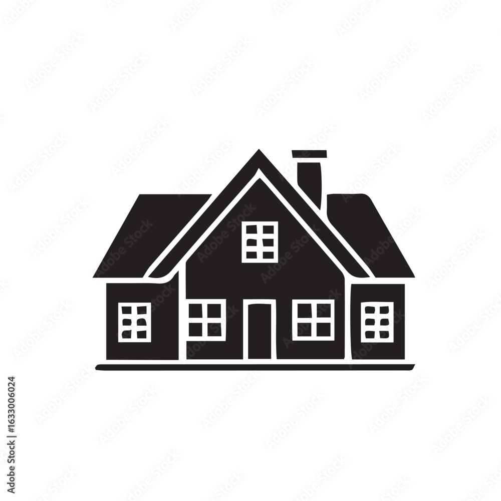 House glyph icon. Simple black silhouette of a residential building. Symbol for home, property, and real estate. House glyph icon. Simple black silhouette of a residential building. Symbol for home, property, and real estate.