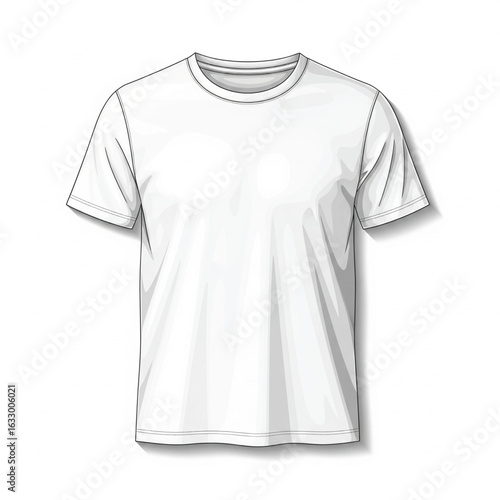 Blank white t-shirt mockup vector illustration for design and advertising. Front view of a classic short sleeve crew neck tee.