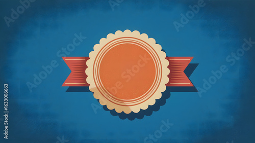Retro badge and ribbon graphic element for vintage designs and classic style branding projects