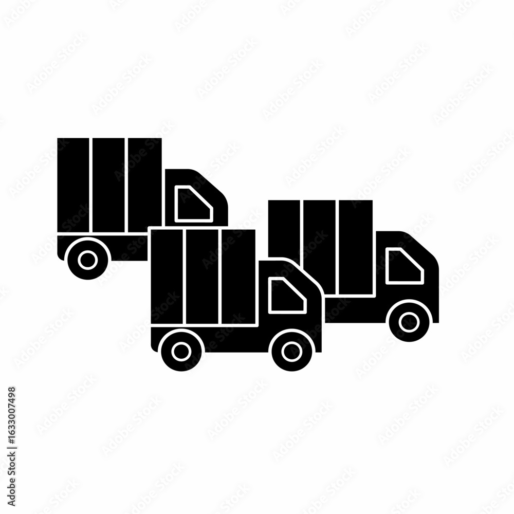 Naklejka premium Black truck. Truck icon symbol. Truck vector, isolated on white background. Vector icon.